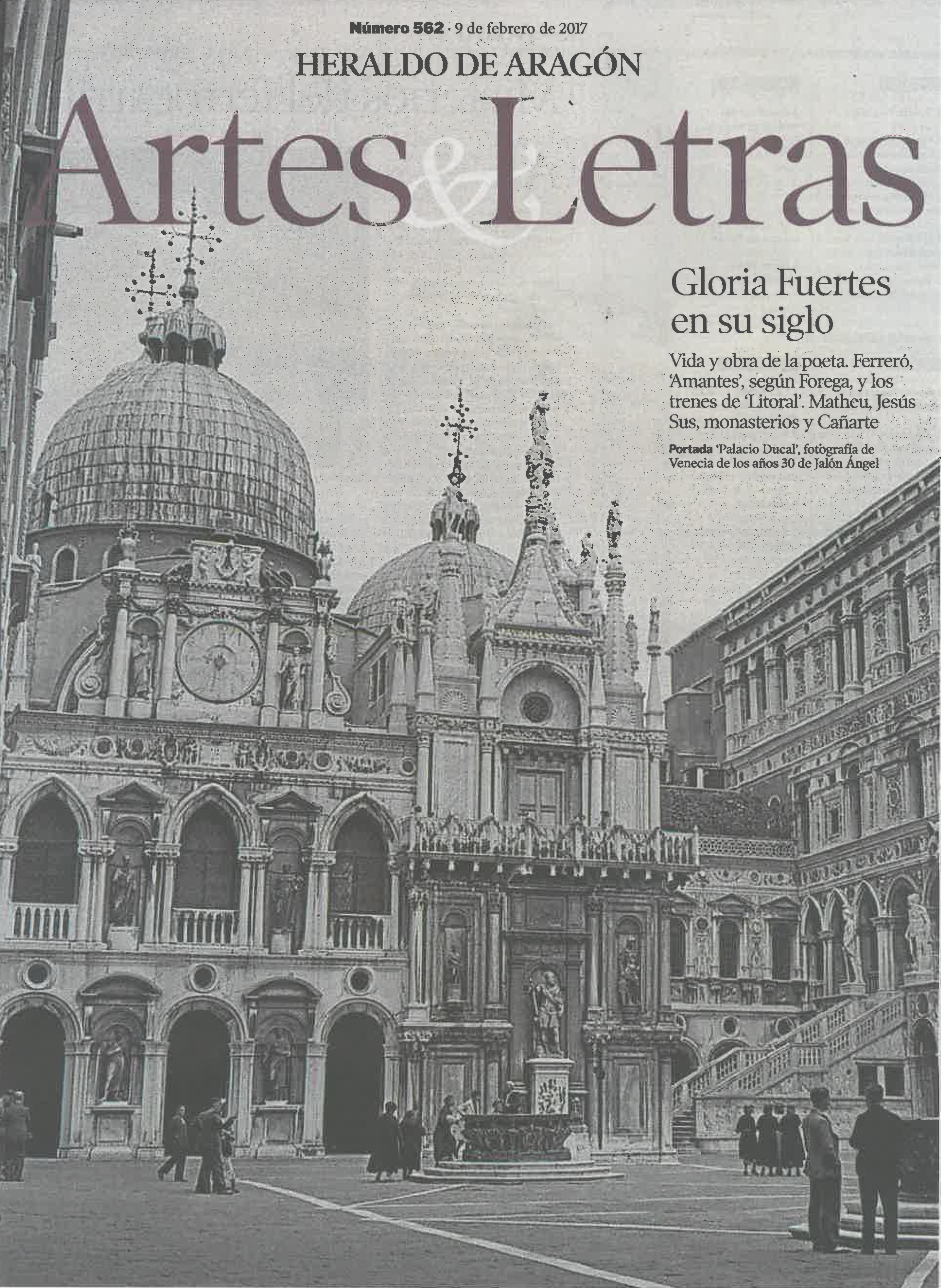 Suplemento Artes y Letras con fotografía de Jalón Ángel