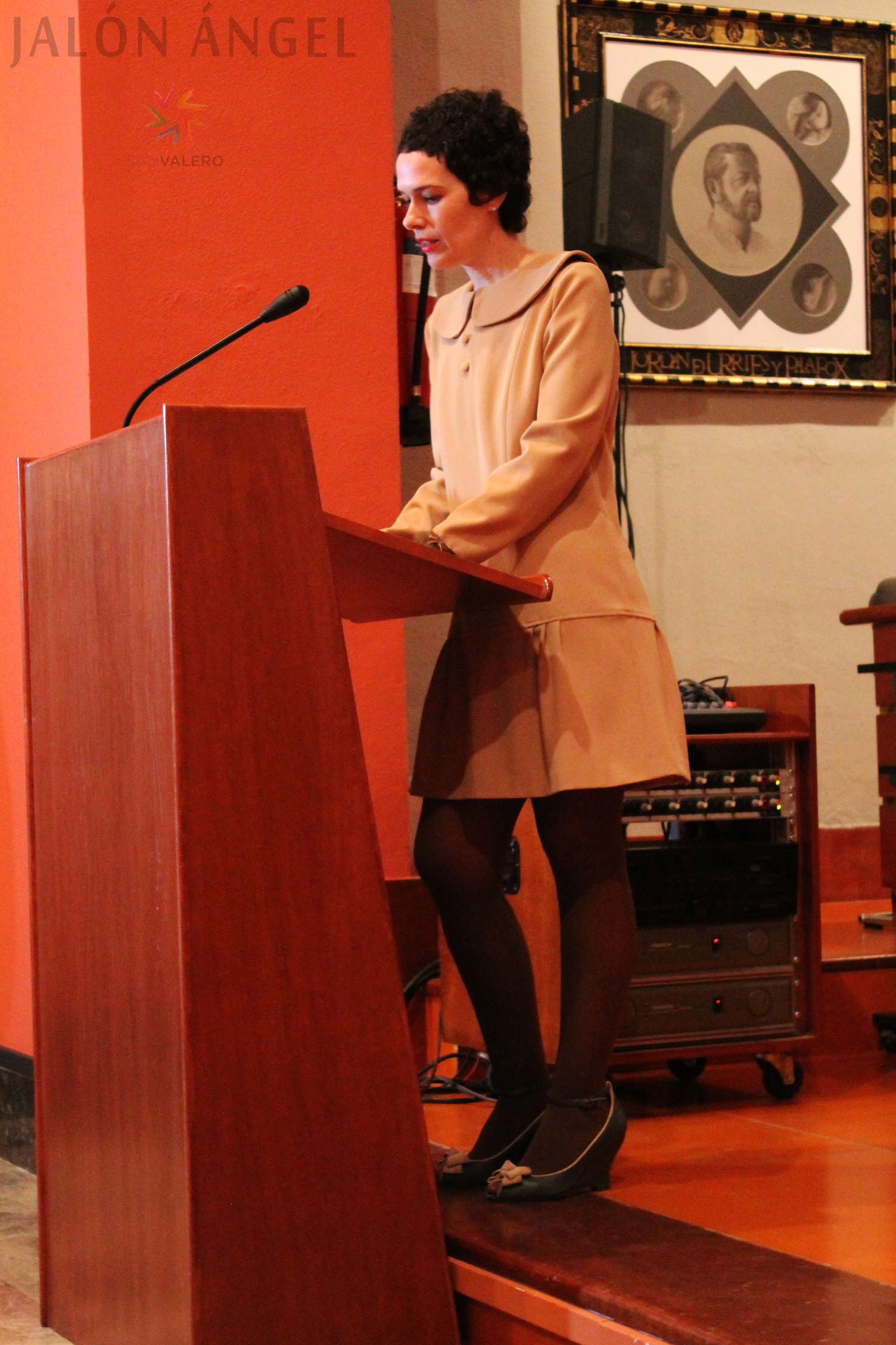 La directora del Archivo Fotográfico Jalón Ángel, Pilar Irala, ofreciendo su discurso en el acto de inauguración.